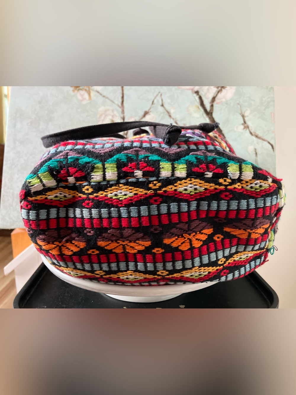 EUC Colorful Woven Drawstring Backpack - Multicolor LOOSE THREADS - Picture 6 of 10